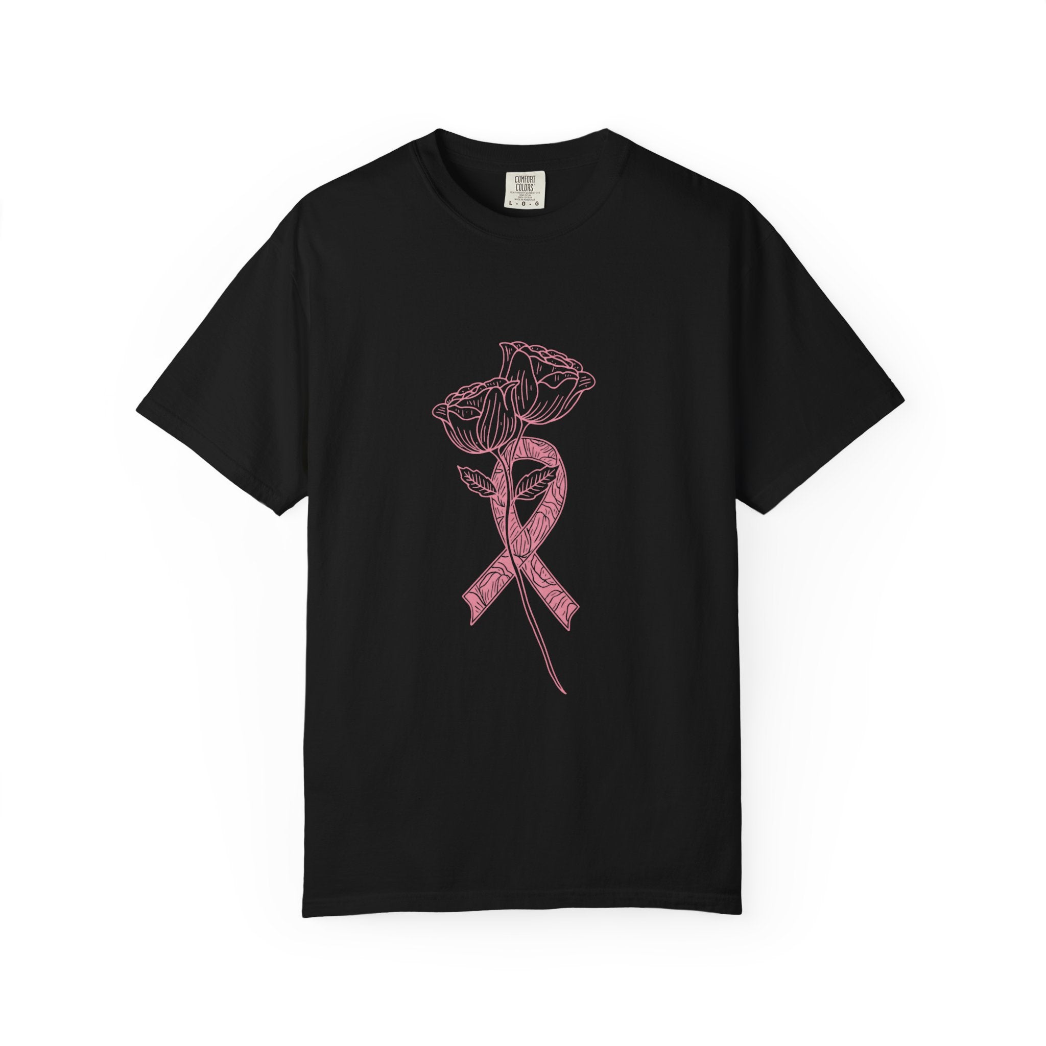 Pink Ribbon Floral T-Shirt, Awareness Shirt, Gift for Her, Breast Cancer Support, Casual Wear, Hope Shirt