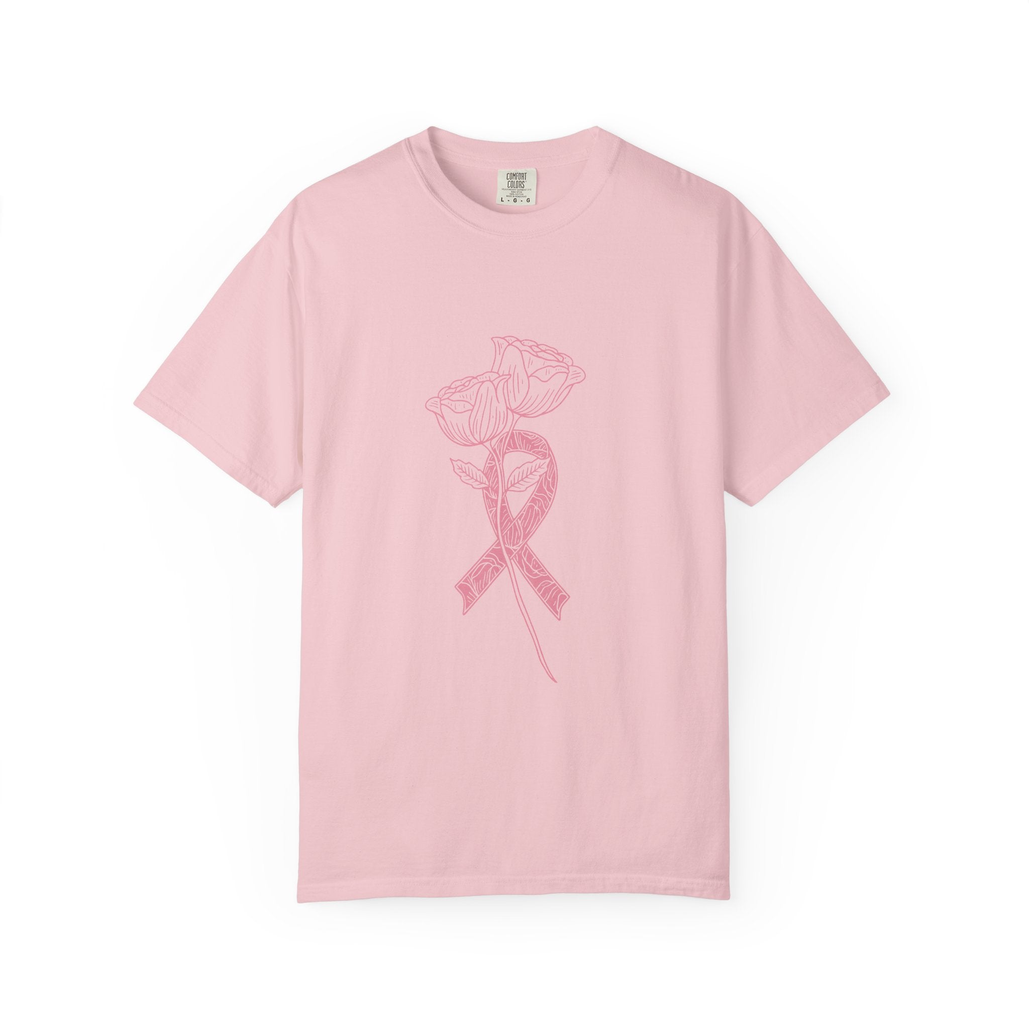 Pink Ribbon Floral T-Shirt, Awareness Shirt, Gift for Her, Breast Cancer Support, Casual Wear, Hope Shirt